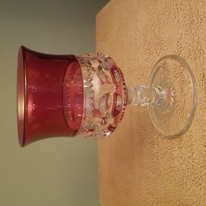 Vintage Ruby Pressed Cranberry Glass Goblet